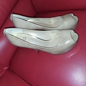 Stuart Weitzman Beige Peep-Toe Heels
